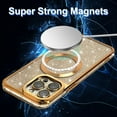 thumbnail image 4 of Compatible with iPhone 14 Pro Max Magnetic Glitter Case, Luxury Plating Cute Bling Clear Phone Case, Compatible with MagSafe for Women Girls with Camera Protector Back Cover-Gold, 4 of 10