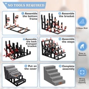 Topmart Dog Stairs for High Beds,Non-Slip Plastic 5-step Pet Step for Dogs,20.1''High,Grey