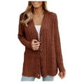 thumbnail image 4 of Bnwani Cardigan Sweaters for Women Dressy Knit Long Sleeve Solid Color Jacket Cardigan Top Winter Coffee Womens Sweaters Cardigan Size 2XL(US:12), 4 of 7