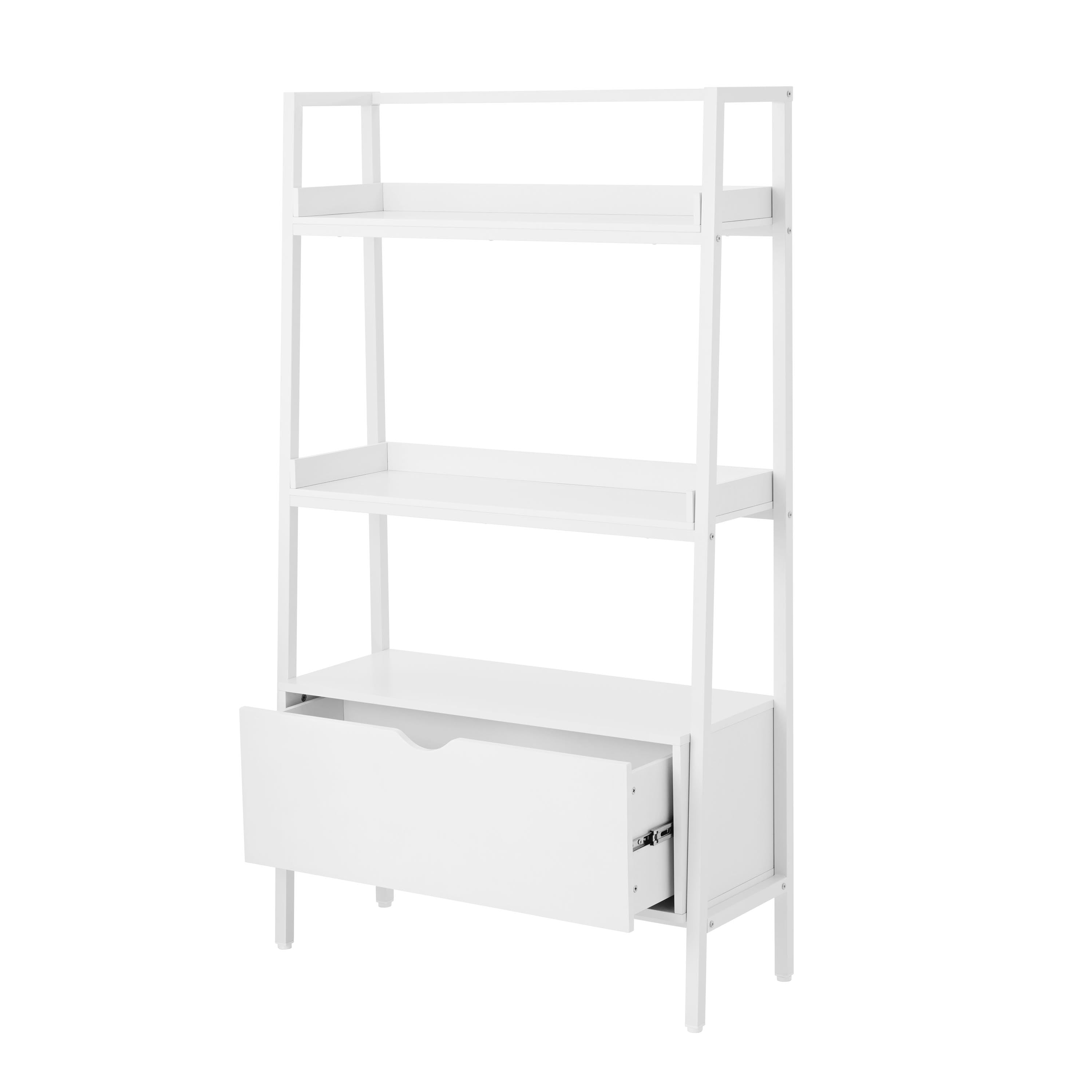 BYO Kids Ladder Bookcase with Drawer, White