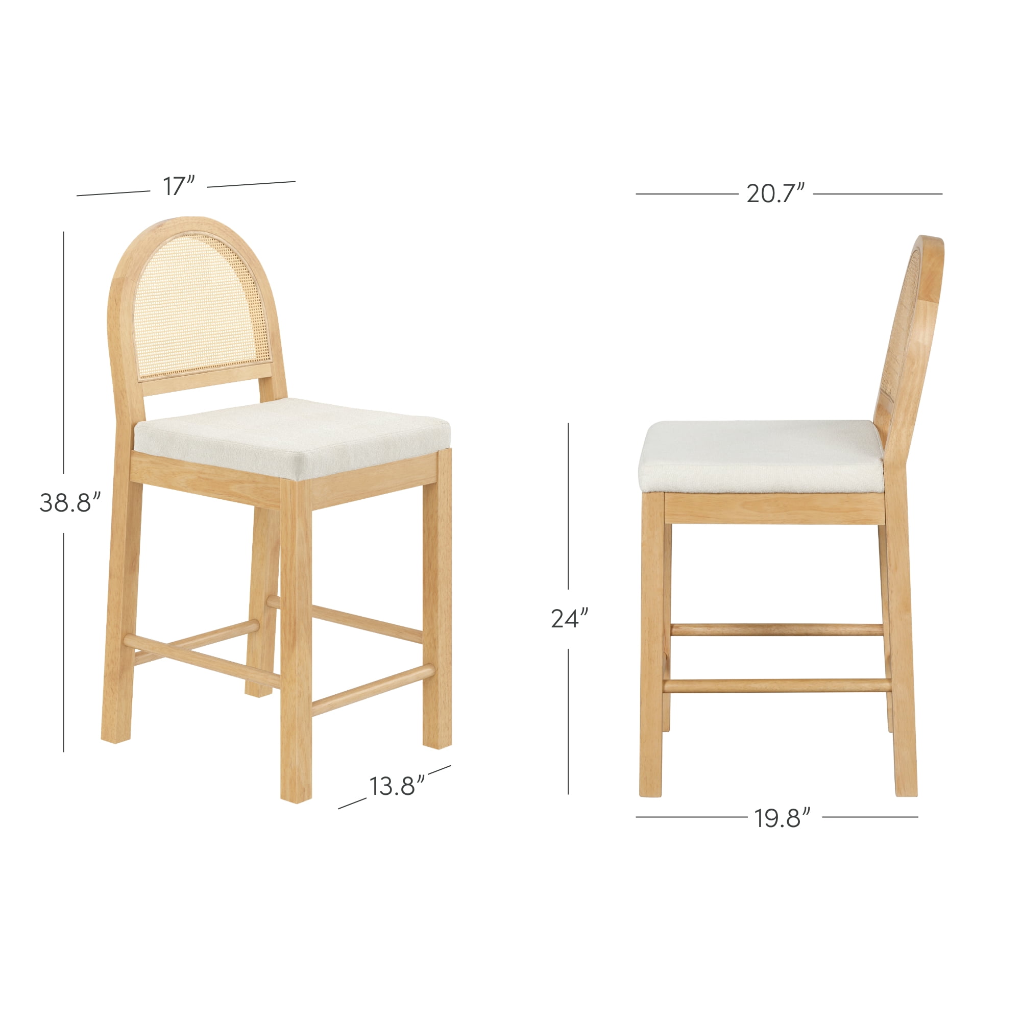 Nathan James Bailey Rattan Back Bar Stools, Natural Brown