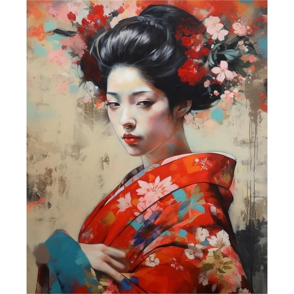Paint by Numbers Kit for Adults -Japanese Girls (6) - Beginner DIY Color by Number Set on Canvas Acrylic Oil Paintings Crafts, Gifts, Home Wall Decor (12 X 16 inches)-