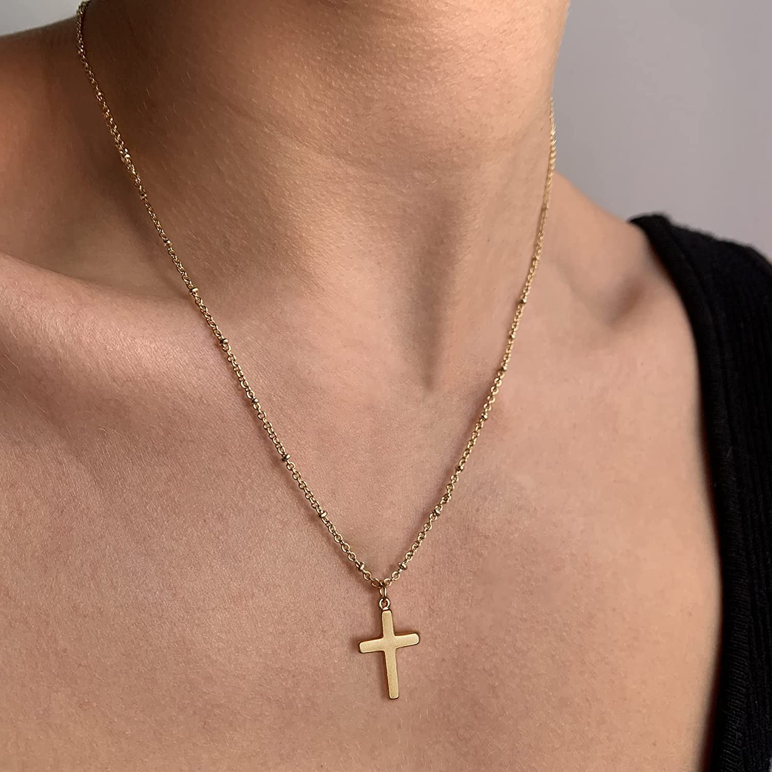 Tiny Cross Necklace for Women Simple 