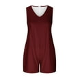 thumbnail image 6 of Womens Cotton Romper Shorts with Pockets Sleeveless V Neck Tank Top Short Jumpsuit Summer Casual Jumper Overalls (M, Wine), 6 of 7