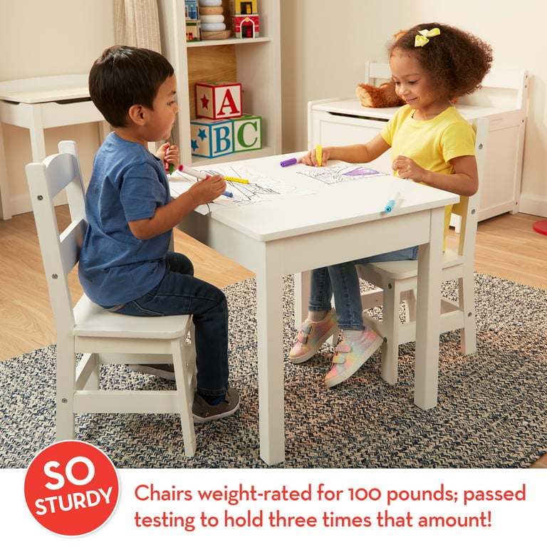 Melissa & Doug Wooden Table and 2 Chairs in White