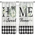 thumbnail image 3 of Rustic Farmhouse Kitchen Curtains,Country Green Flower Leaves Small Short Cafe Curtains Black White Buffalo Plaid Bathroom Window Treatment Tier Curtains 2 Panels,52X84 Inch, 3 of 5