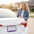 thumbnail image 4 of 1-Piece Square-Hole License Plate Frame, Sparkling Cute Rhinestones, Stainless Steel Material, Unisex, purple, 4 of 6