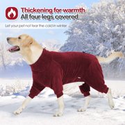 IDOMIK Pullover Dog Sweater with Leash Hole - High Collar Cold Weather Dog Pajamas for Large Dogs - Indoor & Outdoor Use(Red,S)