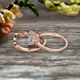 thumbnail image 3 of 2.30 Carat 2Pcs Aquamarine Wedding Ring Set 7mm Cushion Cut Aquamarine Engagement Ring On 10k Rose Gold Curved Art Deco Matching Wedding Band Personalized for Brides, 3 of 5