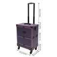 thumbnail image 2 of Modern Rolling Makeup Train Case Trolley Cosmetic Organizer Box with Mirror Purple, 2 of 12