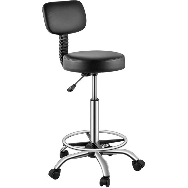 Homfa Drafting Stool with Adjustable Foot Rest,Tall Rolling Swivel