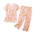 thumbnail image 2 of larppty Womens Cotton Pajama Sets Short Sleeve Top With Capri Pants 2 piece sets for Women Soft Pajamas Lounge Set（Orange，XXXXL）, 2 of 2