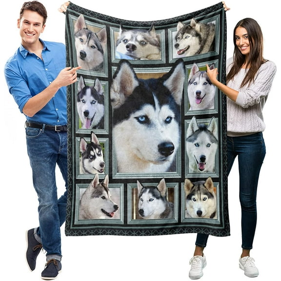 Siberian Husky Blanket for Women Men, Siberian Husky Gifts for Dog Lover, Super Soft Fuzzy Dog Throw Blanket Siberian Huskies Decor Plush Gift for Birthday Christmas 60x80 inch