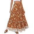 thumbnail image 3 of Genuiskids Women's Juniors Casual Vintage Skirts Boho Floral Print Trendy Dress Elastic High Waist Layered Beach Party Vacation Flowy Skirts for Teen Girls, 3 of 9