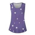 thumbnail image 3 of Delayuji Women's 2025 Popular Round Neck Short Sleeved 2D Printed Casual Loose and Versatile Vest Suspender Purple Xxl Polyester,Spandex Spring Tops for Women, 3 of 7