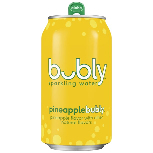 bubly Sparkling Water, Pineapple, 12 oz Cans, 18 Count