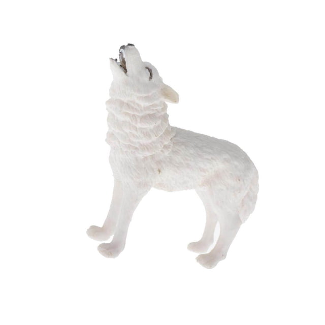 Figurine d'Animal en Plastique Réaliste Modèle Jouet Loup Blanc