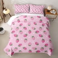 thumbnail image 2 of Erosebridal Kawaii Pink Strawberry Twin Quilt Set for Girls, Polka Dots Twin Coverlet Set, 2-Piece 1 Quilt and 1 Pillowcase, 2 of 7