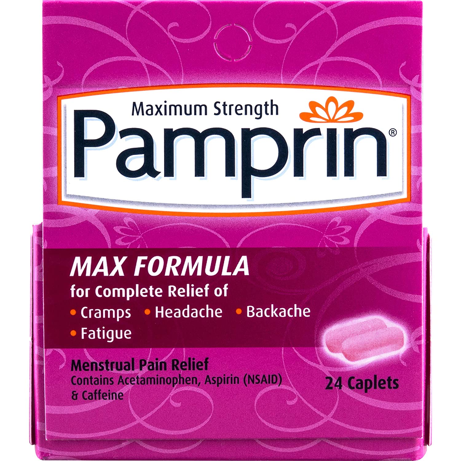 Pamprin Max Menstrual Pain Relief Maximum Strength Caplets 24 Ct 