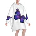thumbnail image 2 of Oversized Blanket Hoodie, Butterfly Print Comfortable Flannel Super Soft Warm Blankets Hooded Sweatshirt For Unisex Adult Women Men, With Pocket Loose, 2 of 8