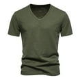 thumbnail image 2 of FASHOFT Mens Ultra Soft V Neck Bamboo Viscose Cotton T-Shirt Moisture-Wicking Cooling Lounge Casual Shirts Green L, 2 of 9