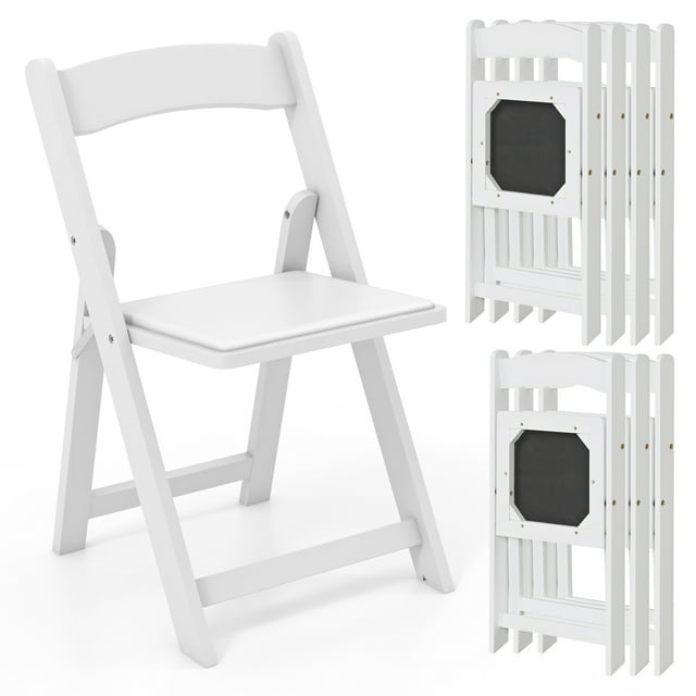 Gymax Set of 8 Dining Chairs w/ Rubber Wood Legs & Padded Seat for Home Office Events White