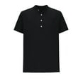 thumbnail image 3 of lkfuzj Men's Solid Color Sport Shirt With Button Round Neck Short Sleeve Top/Shirt Stylish Shirts Tops For Men And Boys Cool Men And Boys's Tops Black, 3 of 5