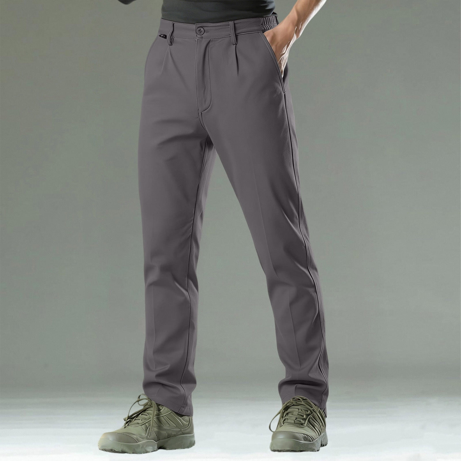 kosheko Men's Outdoor Straight Leg Pants, Front Slant Pockets with Slim Fit, Lightweight Fabric for trail walking hiking Gray XXL