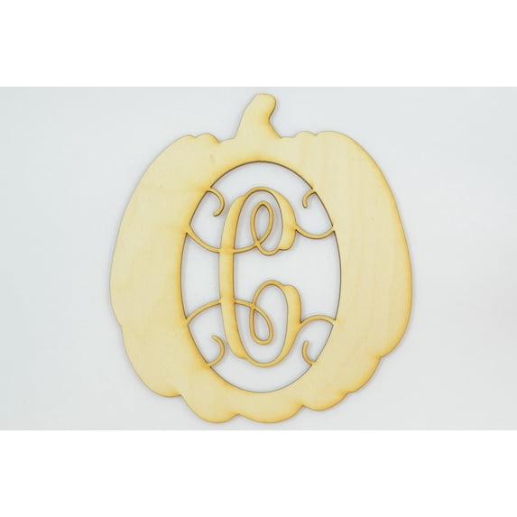 1 Pc, Small 5.75" X 6.25" X 1/8 Inch Thick Pumpkin Framed Monogram w/Vine Font Letter C Perfect For Diy Fall & Home Decor