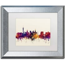 Trademark Fine Art "Las Vegas Nevada Skyline" Canvas Art by Michael Tompsett, White Matte, Silver Frame