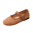 thumbnail image 2 of Lepsheexh Womens Flats Shoes Retro Solid Color Round Toe Shallow Mouth Buckle Design Trendy Lazy Bean Shoes Non Flat Sole Casual Footwear, 2 of 9
