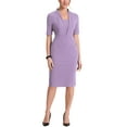 thumbnail image 2 of INSPIRE CHIC Women's Sheath Dress V Neck Short Sleeves Wear-to-Work Bodycon Midi Dresses 3XL Violet, 2 of 5