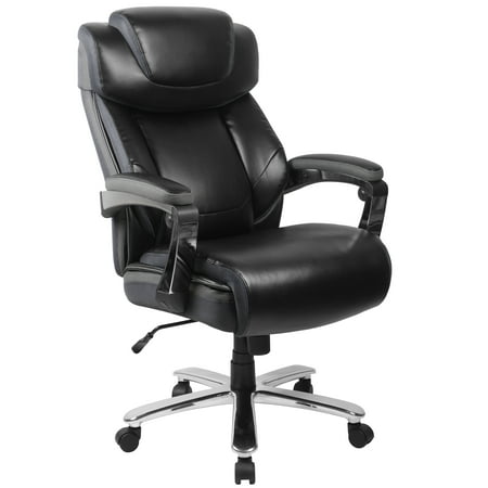 Flash Furniture HERCULES Series 500 lb. Capacity Big & Tall Black Leather Executive Swivel Office Chair with Height Adjustable (Best Big And Tall Office Chair)