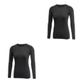 thumbnail image 4 of Qarigey Camiseta Base Ropa interior térmica Manga larga Tops cálidos Camiseta Ropa térmica amigable con la piel Ropa deportiva para mujer de Negro L 2piezas, 4 of 6