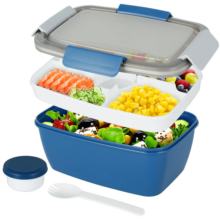 Exclusivo Mezcla Microwavable Bento Lunch Box for Kids and Adults, 4  Compartments Stackable BPA-Free Food Containers with Spoon and Fork for