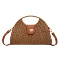 thumbnail image 1 of Nicho Forestal Pastoral Tejido A Mano Bolso Concha Bolso Cruzado Un Hombro Bolso Paja 9037 (caqui) Caqui, 1 of 9