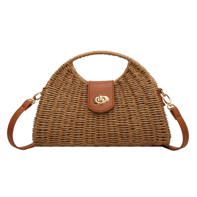 Nicho Forestal Pastoral Tejido A Mano Bolso Concha Bolso Cruzado Un Hombro Bolso Paja 9037 (caqui) Caqui
