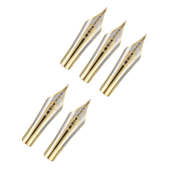 JIAHAOO 5 Piece Fountain Pen Nib Set Gold Iraurita Medium 0 5mm Tip Writing Drawing Calligraphy Replacement Tips Durable 35x6 mm