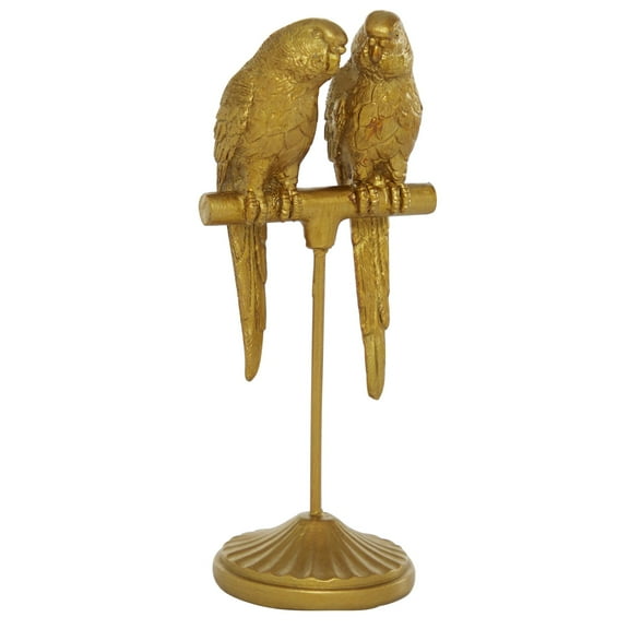3" x 9" Gold Polyresin Parrot Sculpture, by DecMode