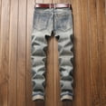 thumbnail image 4 of JUUYY Men's Slim-fit Ripped Tapered Biker Jeans Pants Distressed Destroyed Slim Fit Jean Ripped Holes Skinny Denim Pants Blue 34, 4 of 8