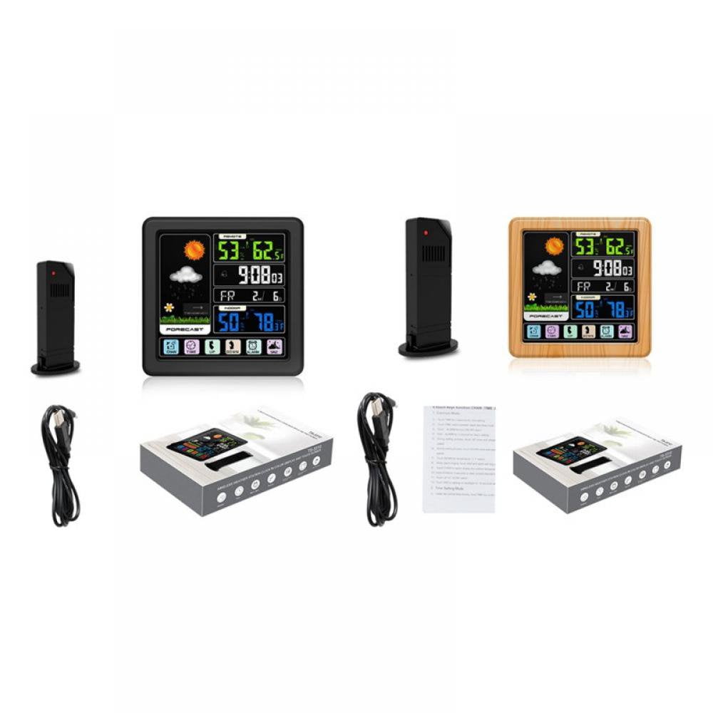 KEINXS Full Weather Clock Weather Station Indoor Outdoor Color Display Weather Atomic Clock