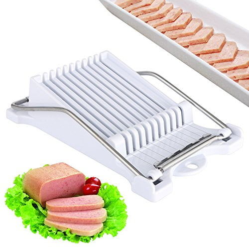 NVTED Luncheon Meat Slicer Boiled Egg Fruit Soft Cheese Slicer Cutter Cuts 10 Slices White Stainless Steel Wires