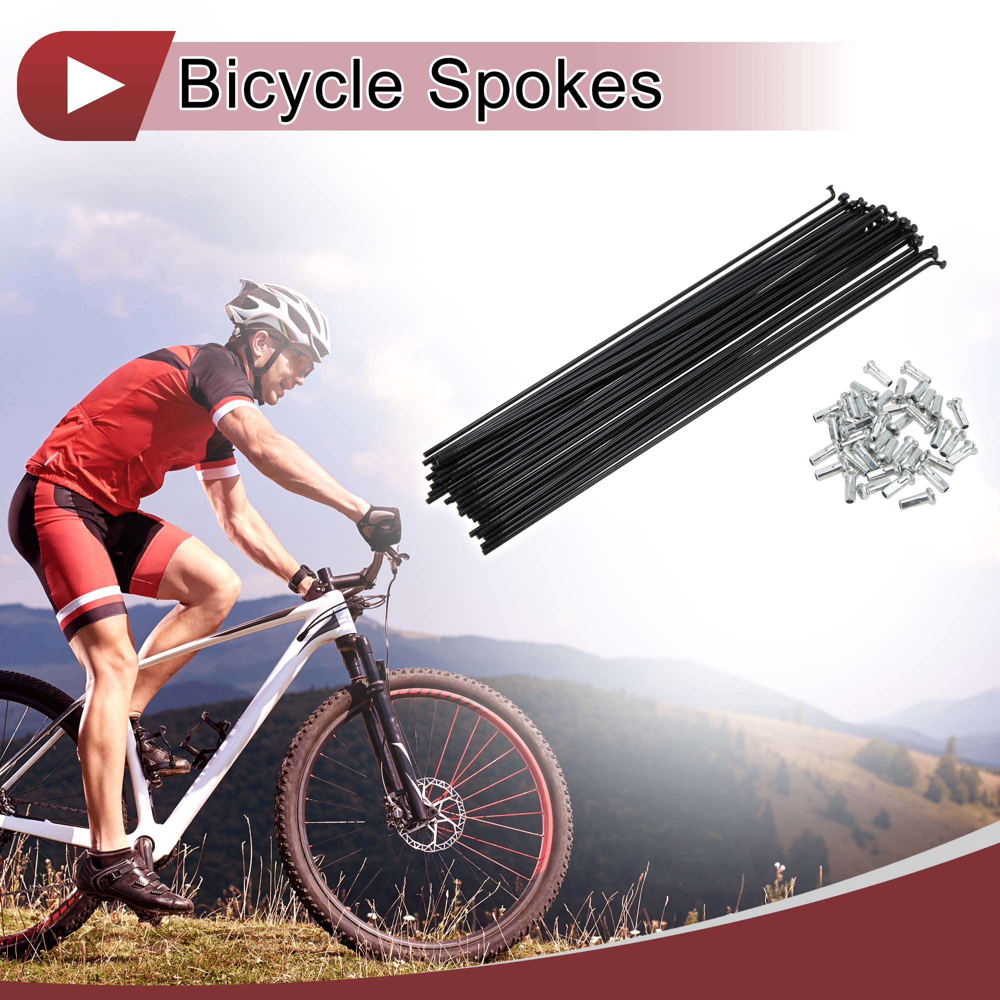 Unique Bargains 38Pcs 13G Bicycle Spokes Bike Wheel Spoke Carbon Steel Black 9.49"