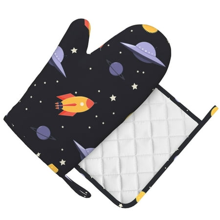

DouZhe Oven Mitts and Pot Holders Sets Paisley Ethnic Style Prints Non-Slip Heat Resistant Kitchen Oven Silicone Glove