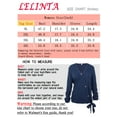 thumbnail image 2 of LELINTA Women's Waffle Knit Tunic Blouse Long Sleeve Button Down Tie Front Knot Casual Tops, Navy Blue, 2 of 8