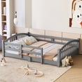 thumbnail image 2 of Full Montessori Floor Bed with Slats and Safety Guardrails, Solid Wood Floor Bed with Fence and Without Door, Easy Assemble Montessori Bed for Girls and Boys, Natural, 2 of 12
