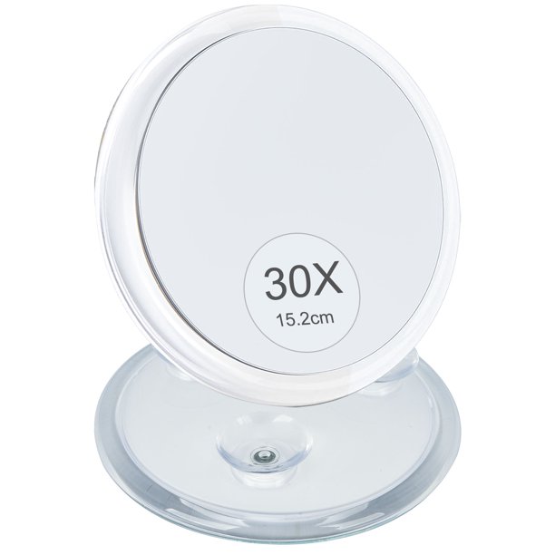 30X Magnifying Mirror with Stick On Suction Cups,Travel Mirror for