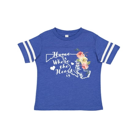 

Inktastic Maryland Home is Where the Heart is with Watercolor Floral Gift Toddler Boy or Toddler Girl T-Shirt