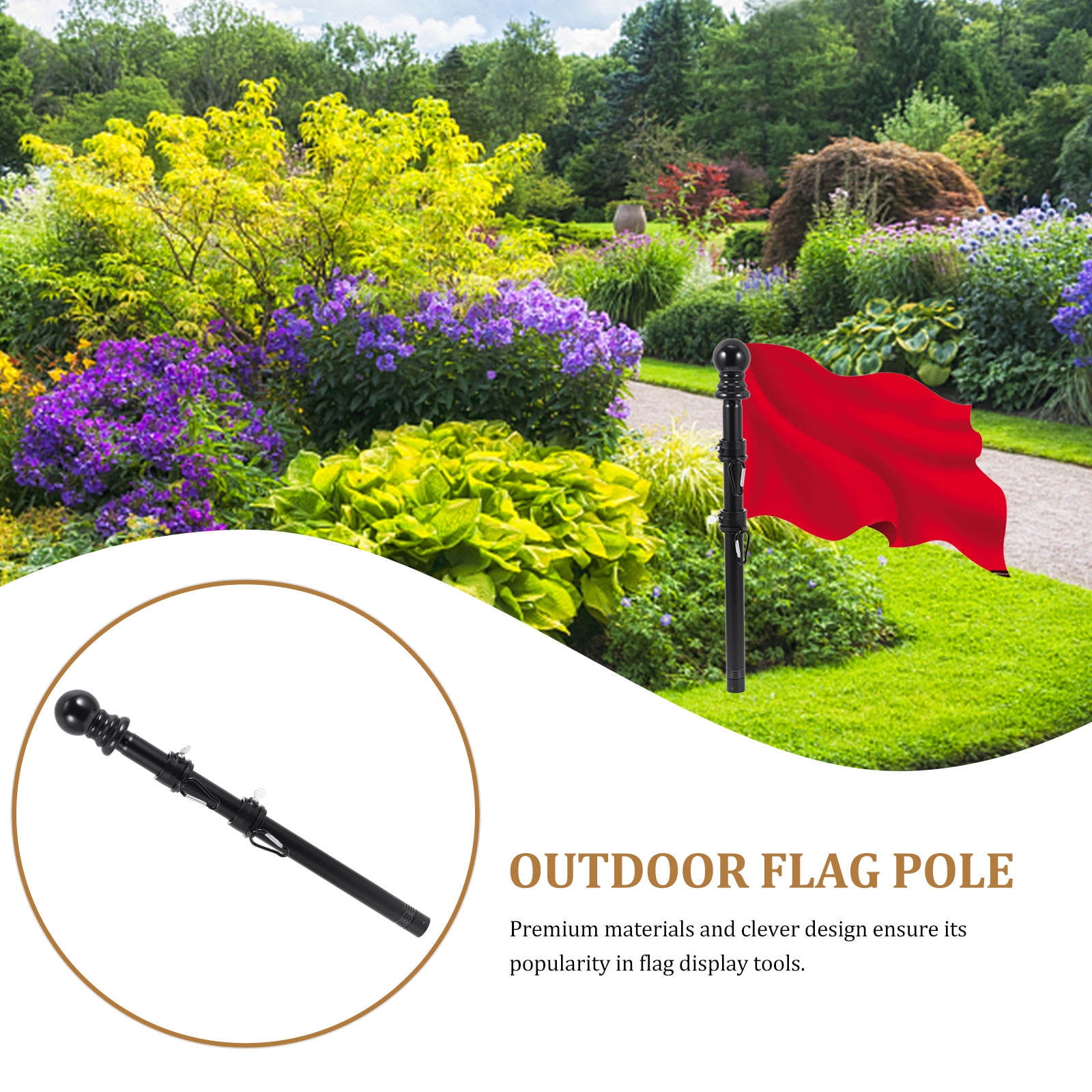 Raindrops 2-Pack Stainless Steel Flag Holders Rust-Resistant Flagpoles for Porch and Yard Outdoor Display