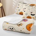 thumbnail image 4 of Homewish Halloween Cute Doodle Ghost Bed Spread Queen, Butterfly Pumpkin Queen Coverlet Set, Cream Orange Purple, 3pcs 1 Bedspread and 2 Pillowcases, 4 of 7